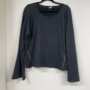 Calia Black Bell Sleeve Pullover Sweatshirt Zipper Details XL